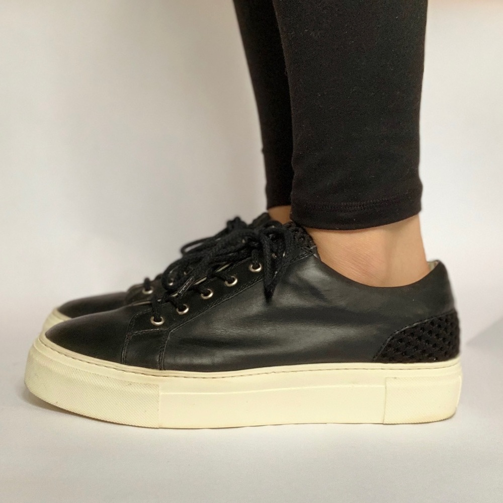 AGL Black Leather Platform Sneakers